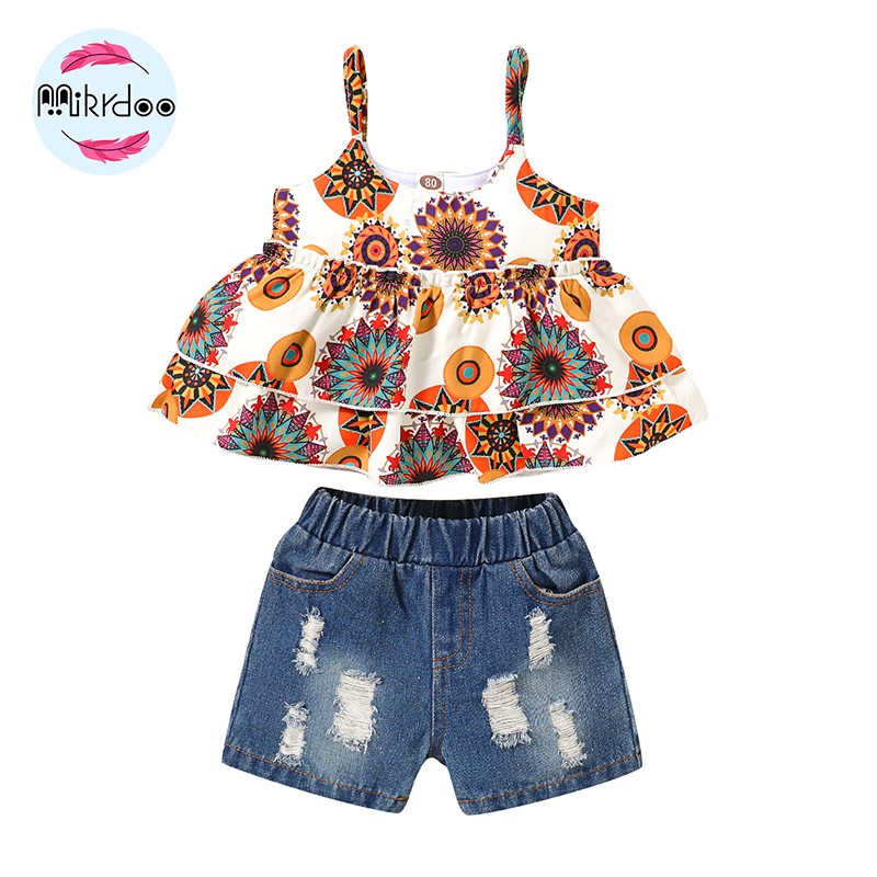 Set Áo Không Tay Và Quần Short Mikrdoo Dành Cho Bé Gái