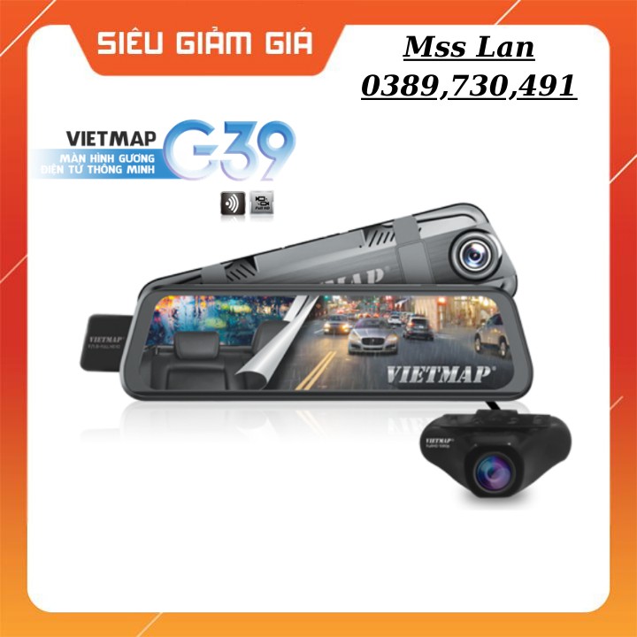 Camera Hành Trình Ô Tô VIETMAP G39 - Màn Hình Gương Điện Tử, Cảnh Báo Bằng Giọng Nói, Ghi hình Trước & Sau Full HD 1080P