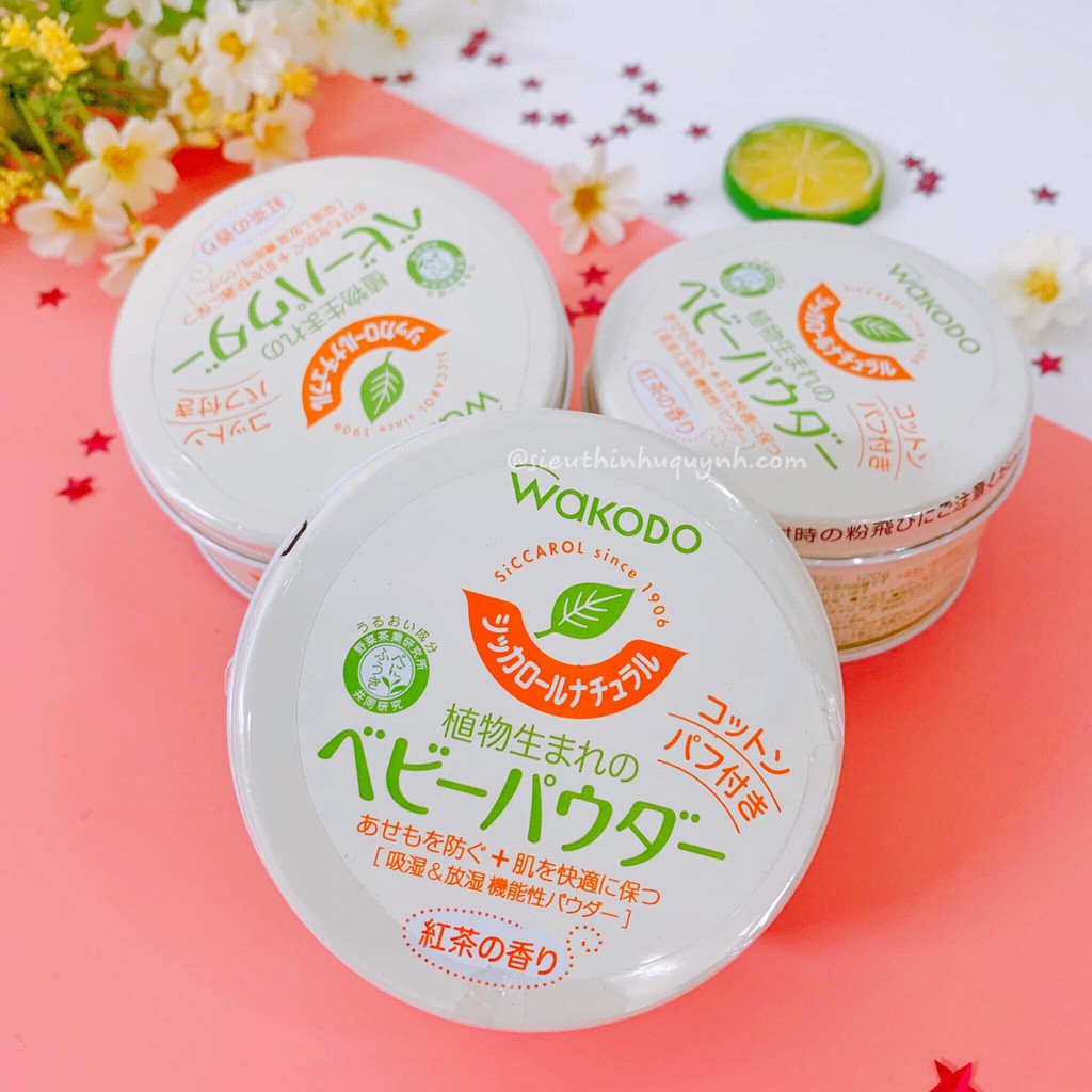 Phấn rôm trà xanh Wakodo cho bé (120g)