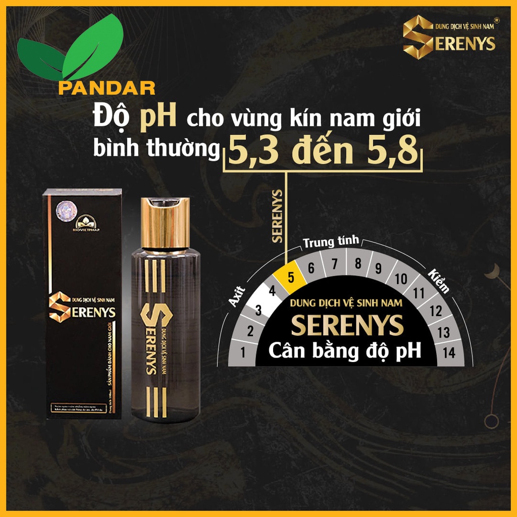 Dung dịch vệ sinh nam Serenys, khử mùi vùng kín, mùi thơm dịu nhẹ, chai 100ml, PANDAR