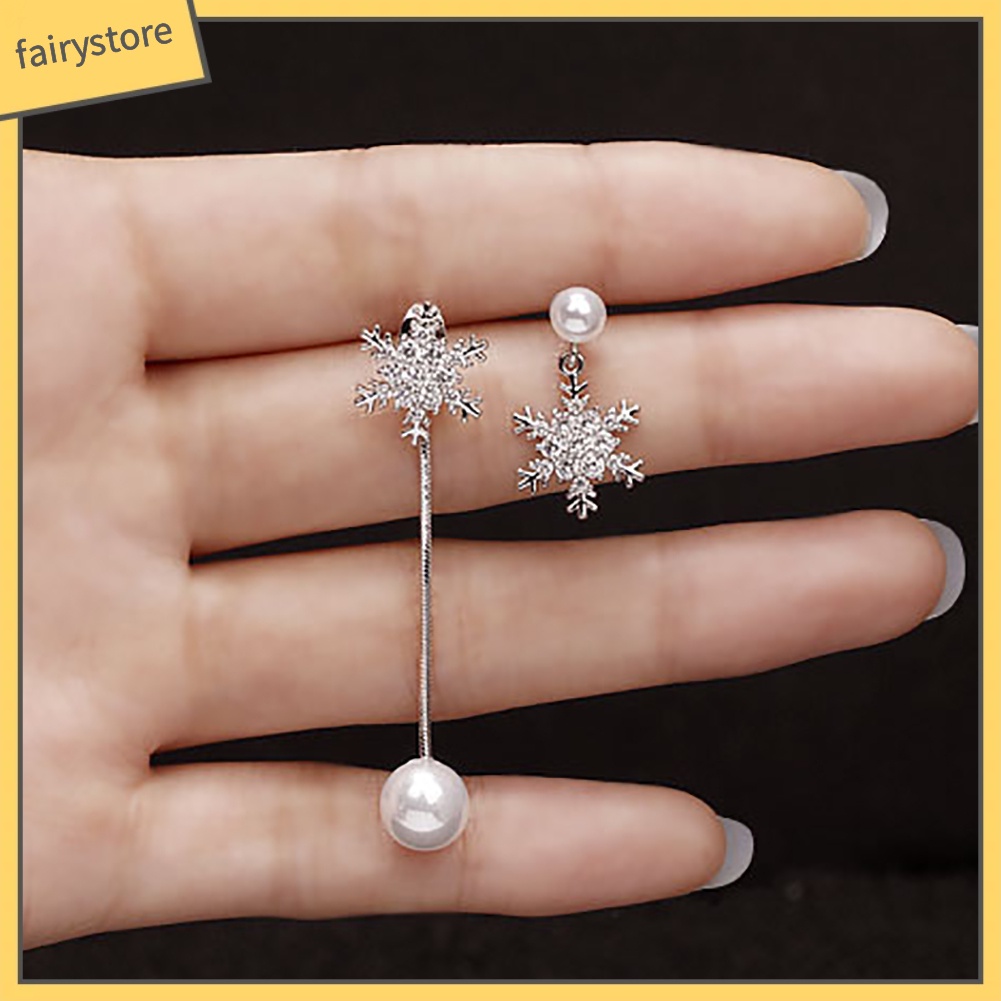 Đôi Khuyên Tai Dài Tạo Hình Hoa Tuyết Thời Trang Cho Nữ