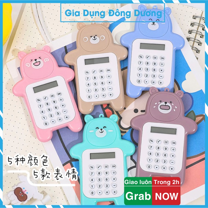 Móc Chìa Khóa Kèm Máy Tính Mini MT4 Hình Con Gấu , Nhỏ Gọn Dễ Dàng Mang Theo