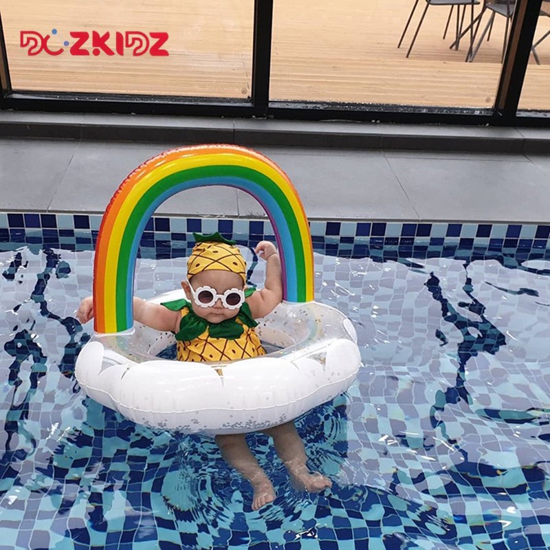 Phao bơi ngồi an toàn cho bé hình cầu vồng đẹp mắt, phù hợp trẻ từ 2 tuổi trở lên - DOZKIDZ