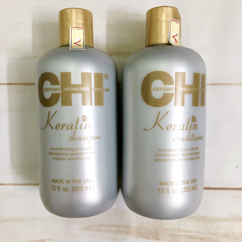 [chính hãng] Bộ gội xả CHI Keratin cho tóc khô hư tổn 355ml (USA)