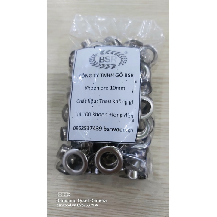 Khoen ore 10mm Khoen mắt cáo 10ly Thau không gỉ Khuy mắt cáo bấm vải Túi 100 cái  Màu bạc/ vàng/ đồng