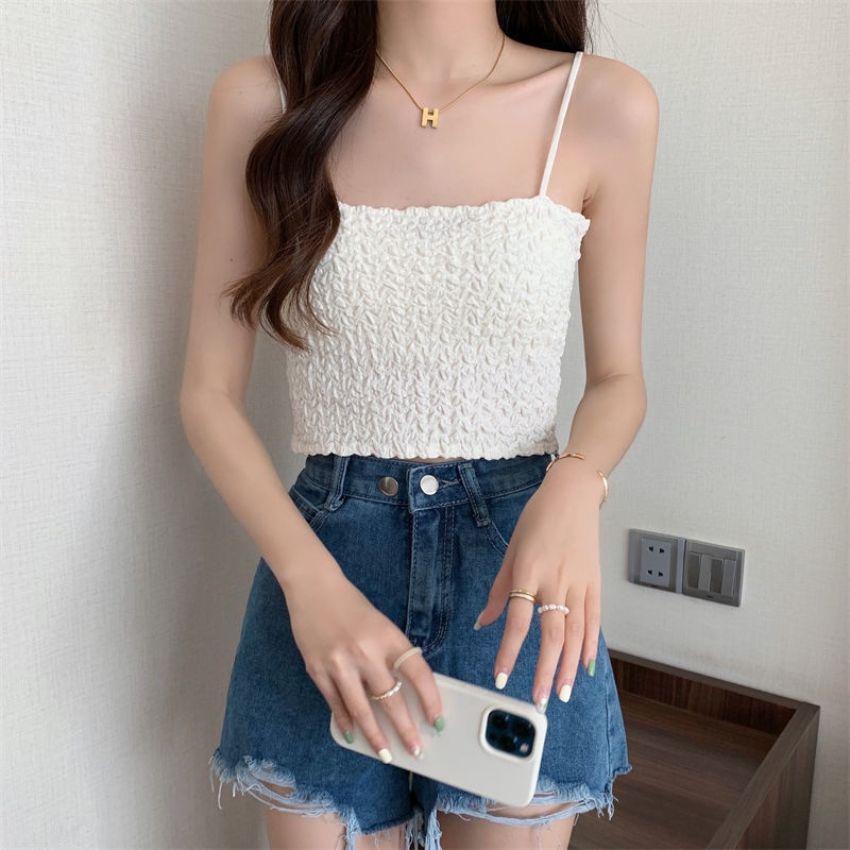 Áo bra nữ, bra 2 dây có mút ngực phong cách croptop nhún cực đẹp và đáng yêu mẫu mới hot trend B8686