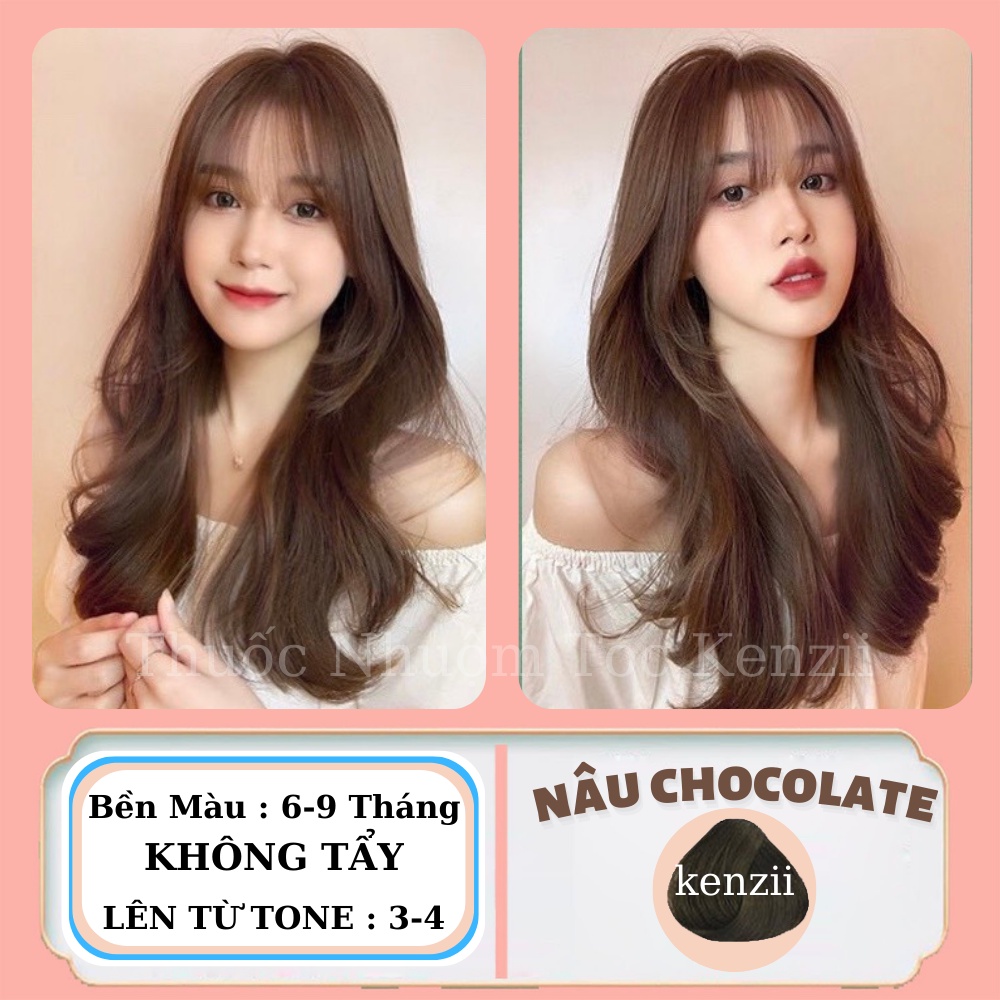Thuốc nhuộm tóc nâu chocolate Tặng trợ nhuộm Kenzii lên từ tone 3 - 4 | Thuốc nhuộm tóc màu nâu chocolate