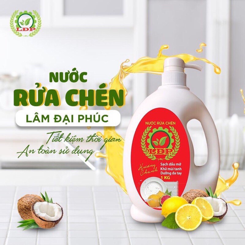 NƯỚC RỬA CHÉN SINH HỌC 1kg - 1,6kg - LÂM ĐẠI PHÚC - Mới ra hương quế dùng cực thơm