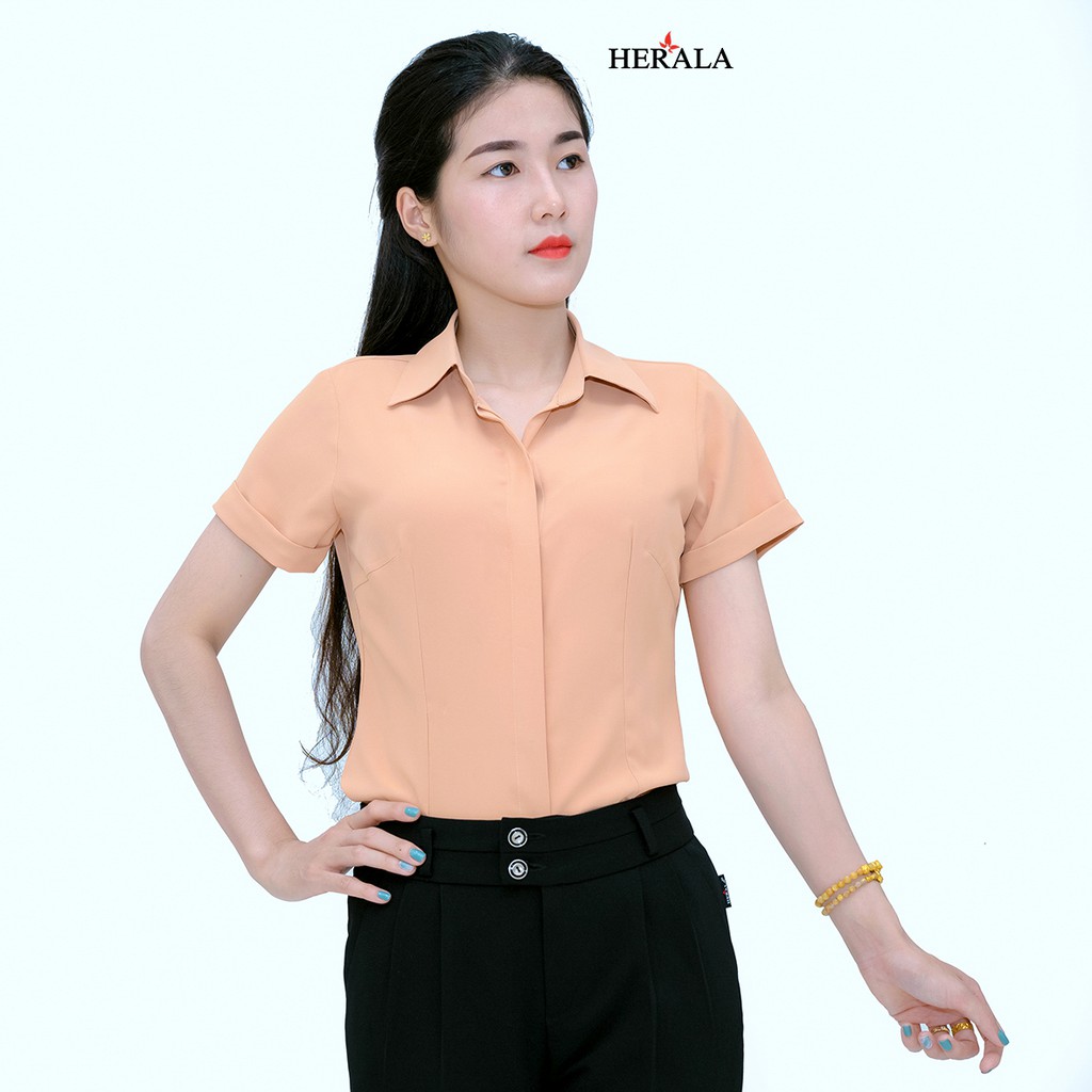 Áo sơ mi nữ thời trang Herala thiết kế cổ đức sang trọng thanh lịch VP73