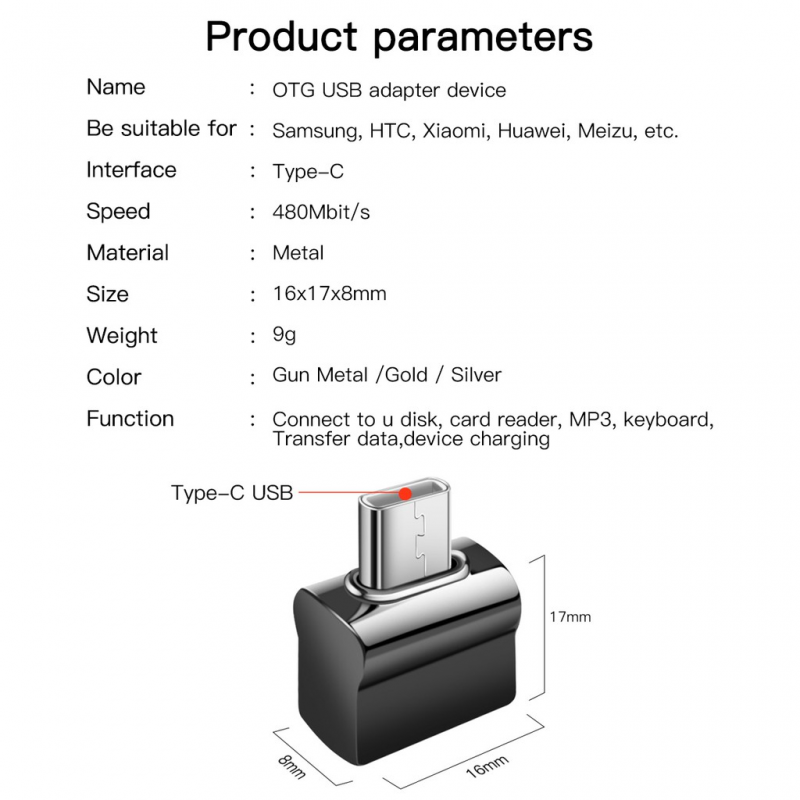 Bộ Chuyển Đổi FONKEN Type C OTG Từ Đầu USB Sang Đầu Type C Dùng Truyền Dữ Liệu Dành Cho Điện Thoại Máy Tính Bảng