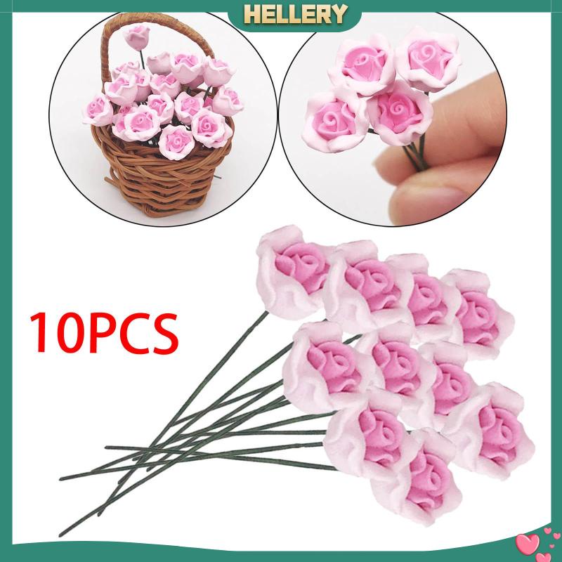 10 Bông Hoa Hồng Giả Trang Trí Nhà Búp Bê Tỉ Lệ 1: 12