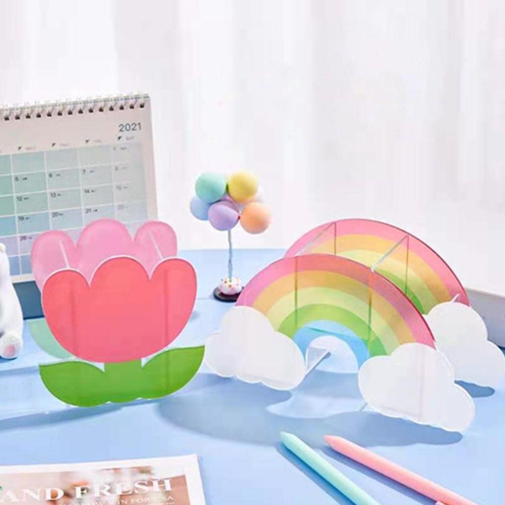 LAKAMIER Hộp Đựng Bút Bằng Acrylic Nhiều Ngăn Họa Tiết Cherry Màu Cầu Vồng Độc Đáo Tiện Dụng