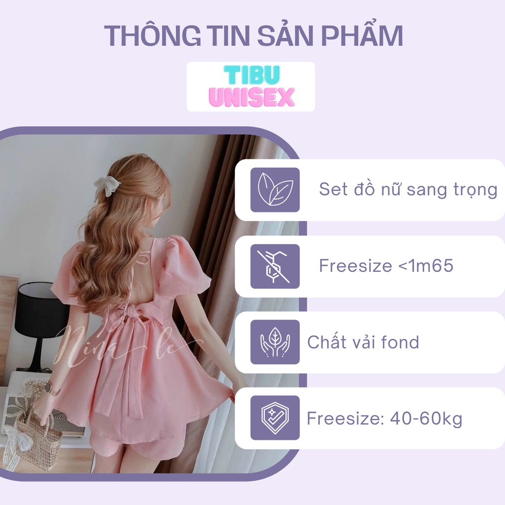Sét bộ đồ nữ cộc tay thắt nơ lưng tiểu thư kèm quần TIBU ❤️ chất FOND mềm mịn ❤️ kiểu dáng babydoll cực xinh