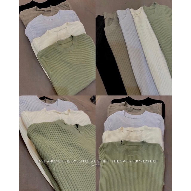 (Ảnh thật) Áo len gân trơn cổ tròn dài tay basic the.sweaterweather TSW | BigBuy360 - bigbuy360.vn