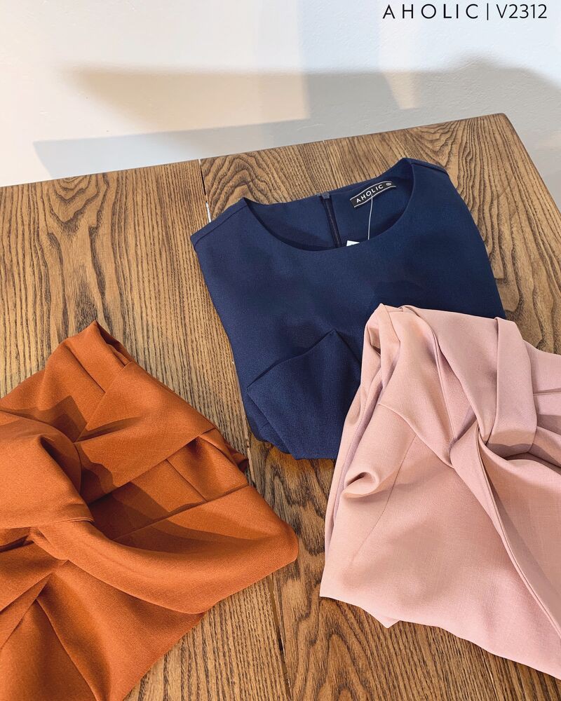 [Mã SKAMA06 giảm 8% tối đa 50K đơn 250K] Đầm dáng A vải tây eo nơ 3 màu Aholic V2312 | BigBuy360 - bigbuy360.vn