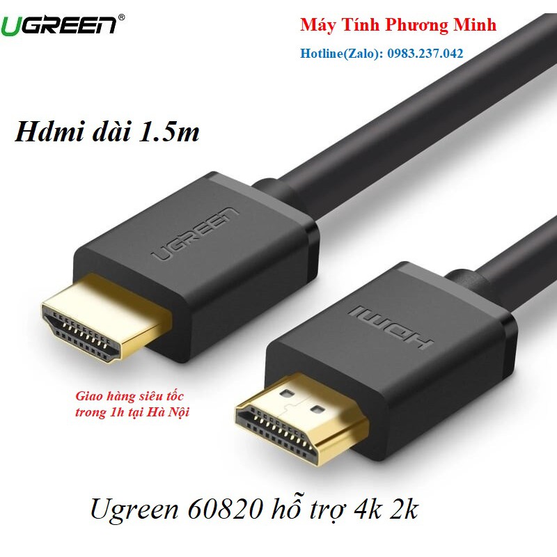 Cáp HDMI 2.0 dài 1,5M cao cấp hỗ trợ Ethernet và  4k 2k Ugreen 60820 - Hàng chính hãng bảo hành 18 tháng