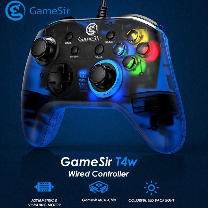 Tay Cầm Chơi Gamesir T4W/ Tay Game Điều Khiển Trò Chơi PC Có Đèn Led Rung Mạnh