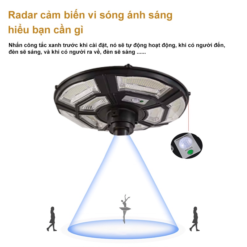 Đèn Led năng lượng mặt trời sân vườn UFO,Đèn năng lượng mặt trời 5000W,siêu sáng chống nước IP67