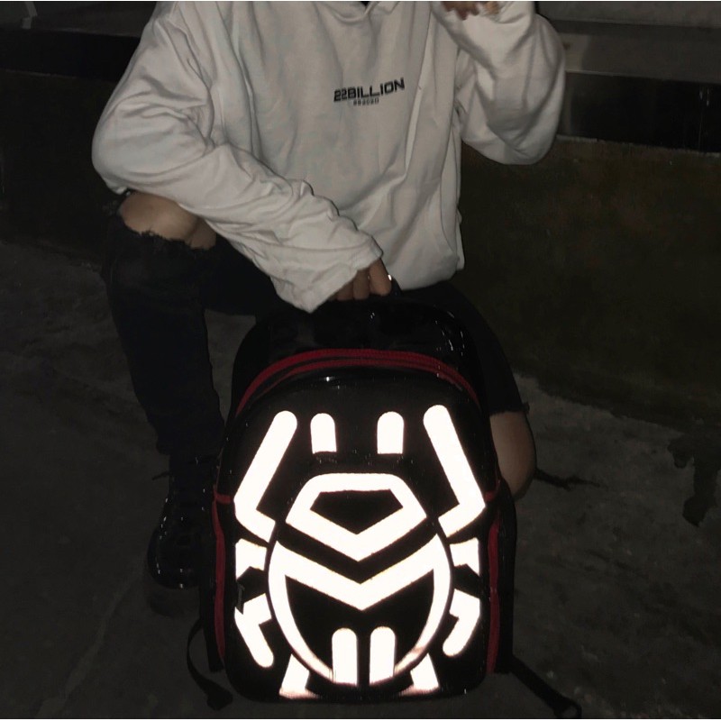 [Mã BMBAU50 giảm 50K đơn 150K] Balo Plastic Logo Phản Quang Đỏ SCARAB - BIGBUG™ Unisex Streetwear