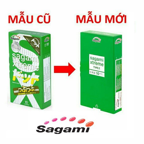 Bao Cao Su SAGAMI XTREME TYPE E GREEN - Hộp 10 Cái -  Siêu Mỏng, Có Gân Gai, Một Lần Thắt - Nhập Khẩu Nhật [Chính Hãng]