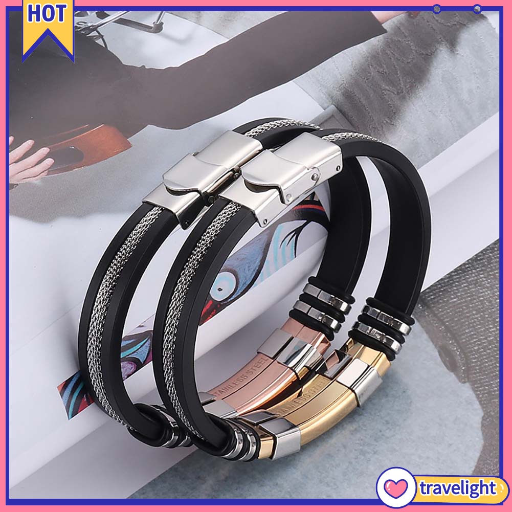 Vòng đeo tay bằng thép titan thời trang cá tính cho nam
