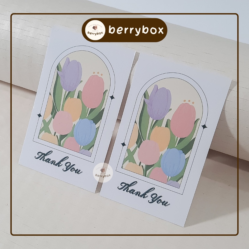 Cá | Set 50 card thank you, thiệp cảm ơn dễ thương Tulip Frame, size 9x5,5cm