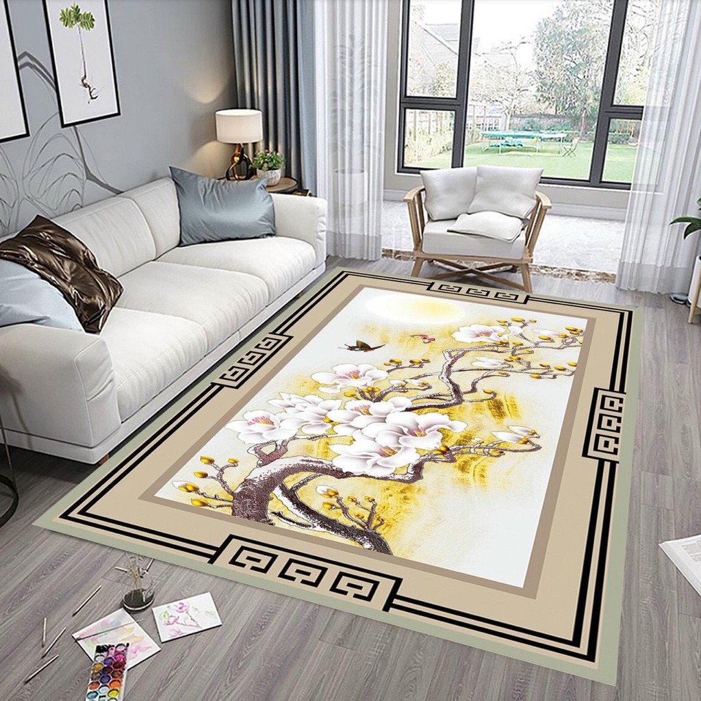 Thảm trải sàn Bali 5D mẫu hoa anh đào 1m6x2m3