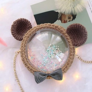 Set nguyên liệu, phụ kiện móc len balo gấu trong suốt đáng yêu có kèm hướng dẫn
