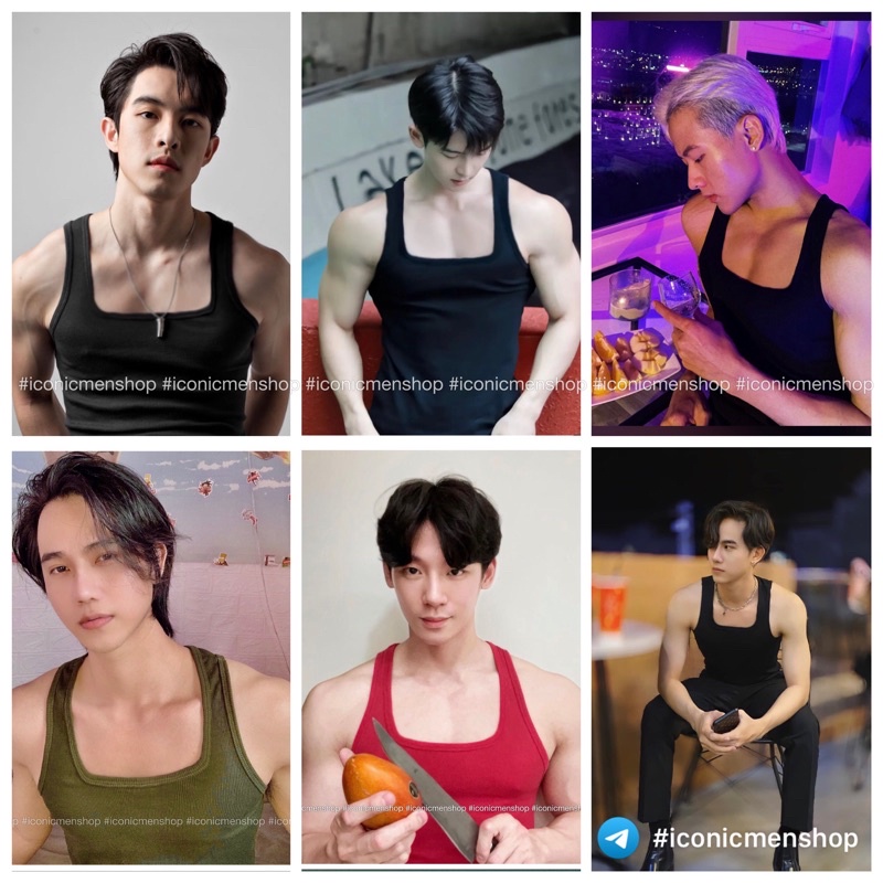 Áo ba lỗ nam cổ vuông thun gân form body