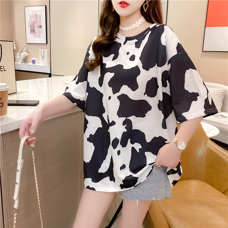 2021 new short-sleeved t-shirt women's round summer plus size loose top clothes baju murah