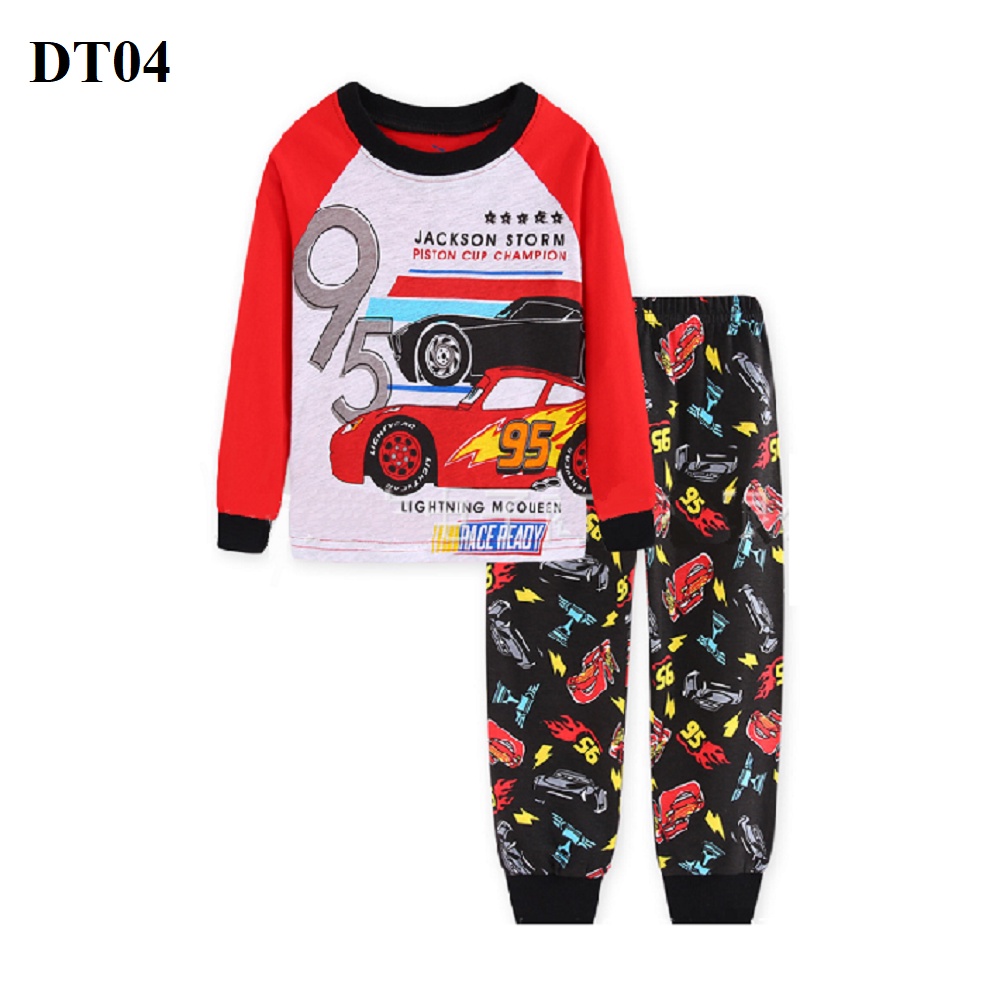 Bộ quần áo xe đua Mc queen - Đồ bộ dài tay bé trai DT02