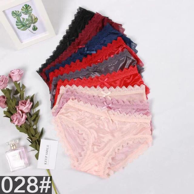 10 Quần Lót Lụa Bóng Phối Ren Cao Cấp Siêu Mềm #028 size 45-58kg