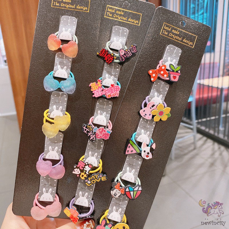 Set 5 dây buộc tóc đính hoa thời trang dễ thương cho bé gái