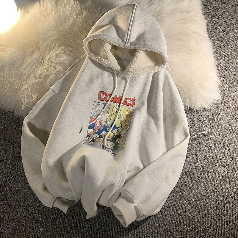 Áo hoodie chất liệu lông cừu dày dặn dáng rộng dễ phối đồ dành cho học sinh | BigBuy360 - bigbuy360.vn