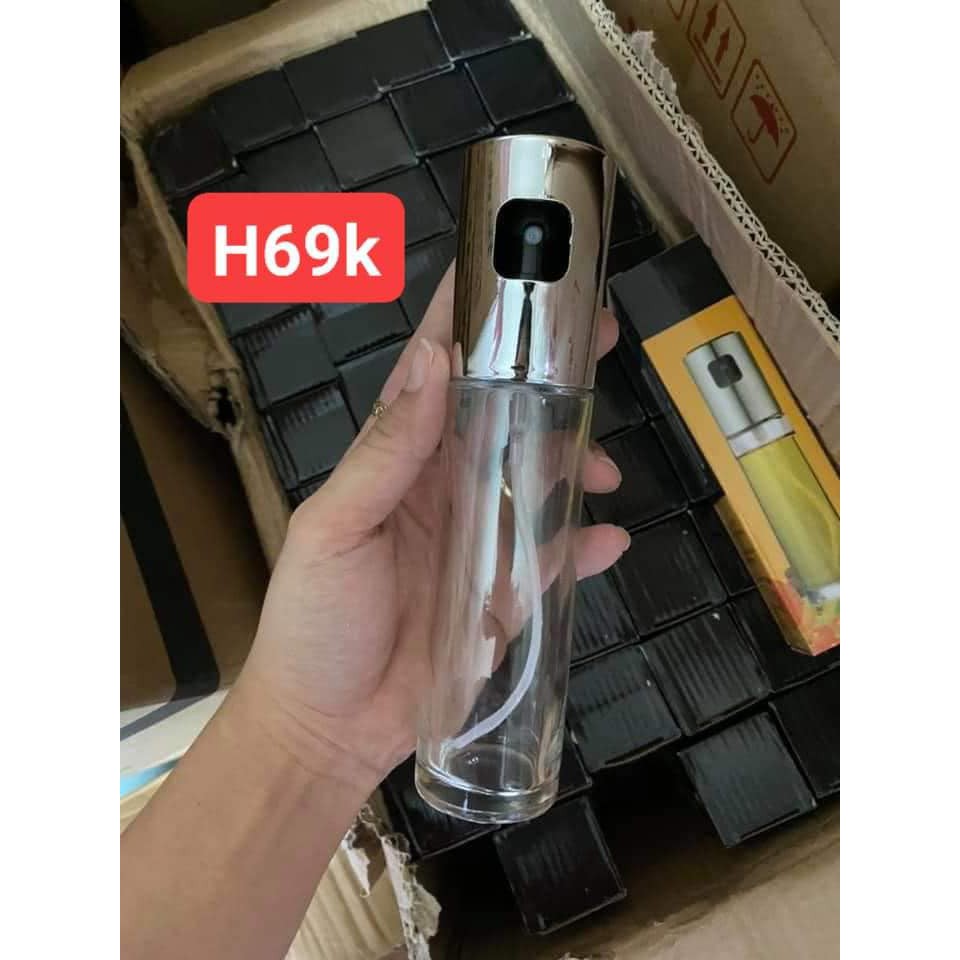 Bình Xịt Dầu Ăn Thuỷ Tinh Nắp Inox 100ml Cho Nồi Chiên Không Dầu