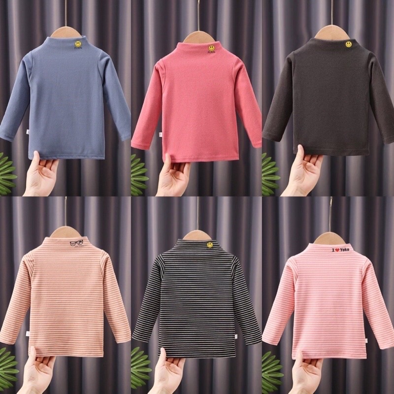 Áo cao cổ giữ nhiệt cho bé trai bé gái hàng cotton dày dặn ấm áp