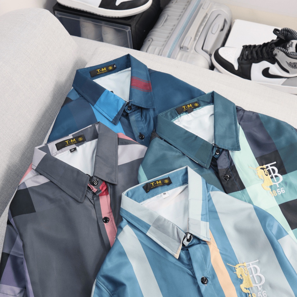 (Free Ship) Áo Sơ Mi Nam Phối Sọc Đơn Tính Phong Cách Hàn Cá Tính Thời Trang VLTN Shop