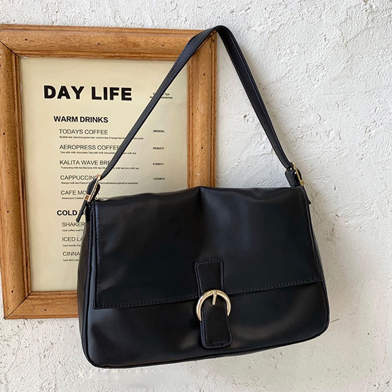 Túi Đeo Vai Cỡ Lớn Màu Đen Phong Cách retro Cho Nữ