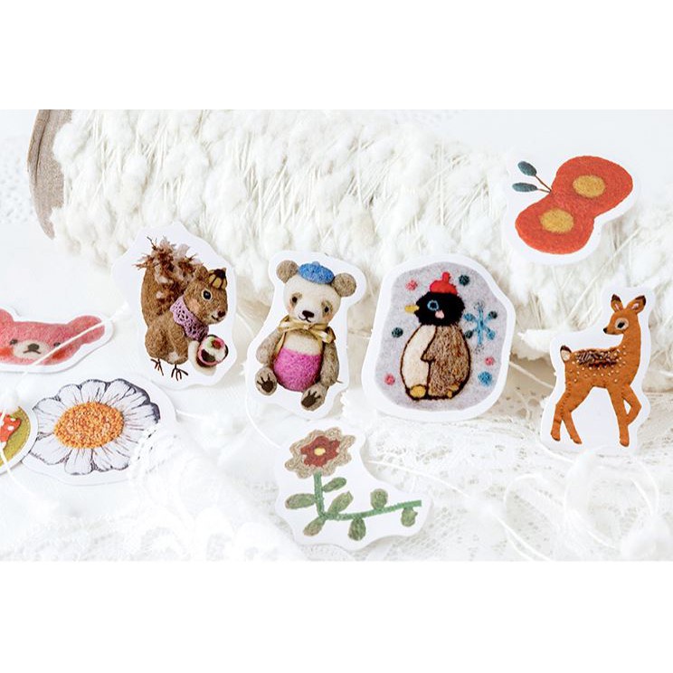 Bộ 46 Sticker Động Vật &amp; Cây Cối Mùa Đông Tuyết Rơi E62