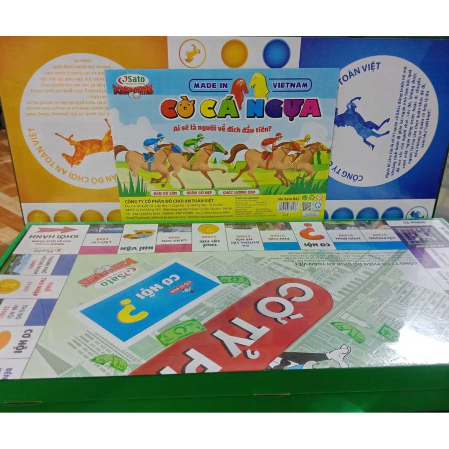 Combo cờ tỷ phú, cờ cá ngựa sato cỡ lớn