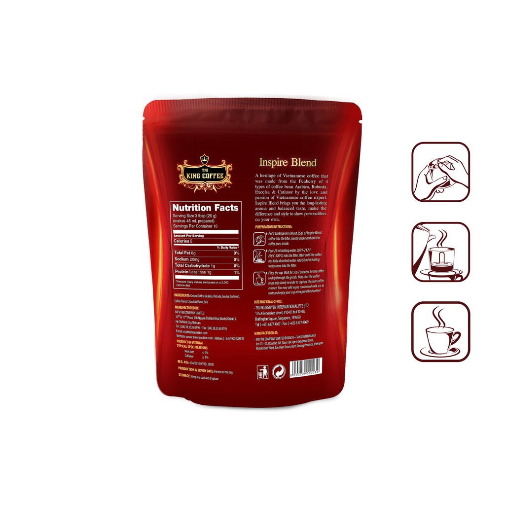 Cà Phê Rang Xay Inspire Blend KING COFFEE - Hộp 250g