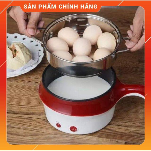 NỒI XÔNG HƠI, Nồi điện đa năng mini chống dính có vỉ hấp có tay cầm