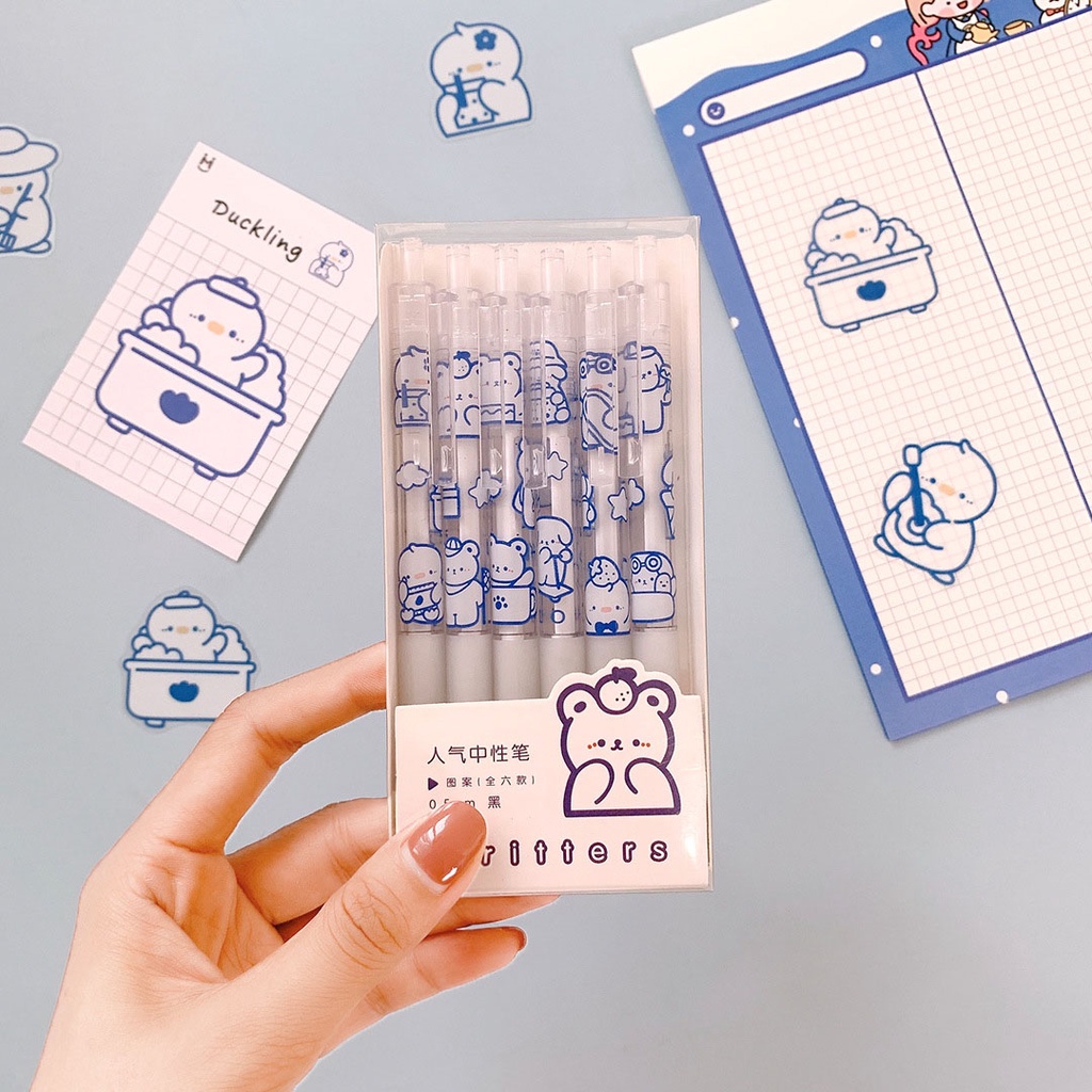 1 Bút Gel Mực Đen Ngòi 0.5mm Hình Hoạt Họa Nhật Bản Đáng Yêu Cho Học Sinh