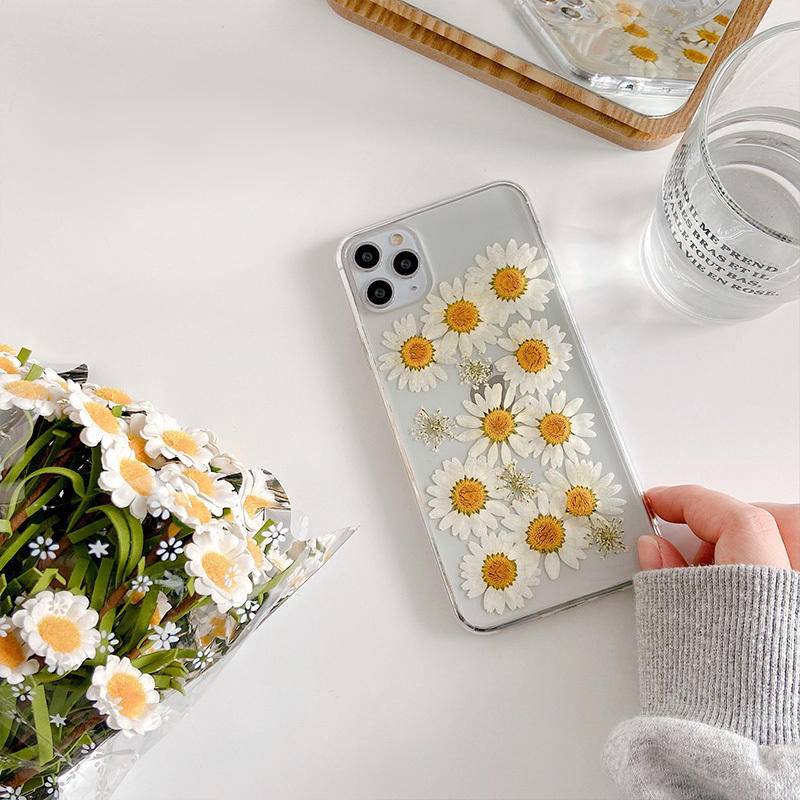Ốp Điện Thoại Mềm Trong Suốt Họa Tiết Hoa Khô Cho iPhone 13 12 11 Pro MAX Mini X XS MAX XR SE 2022 2020 7 8 Plus