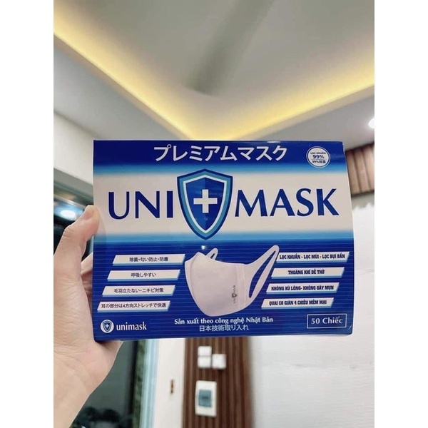 Hộp 50 chiếc Khẩu trang 3D Unimask - Công nghệ Nhật