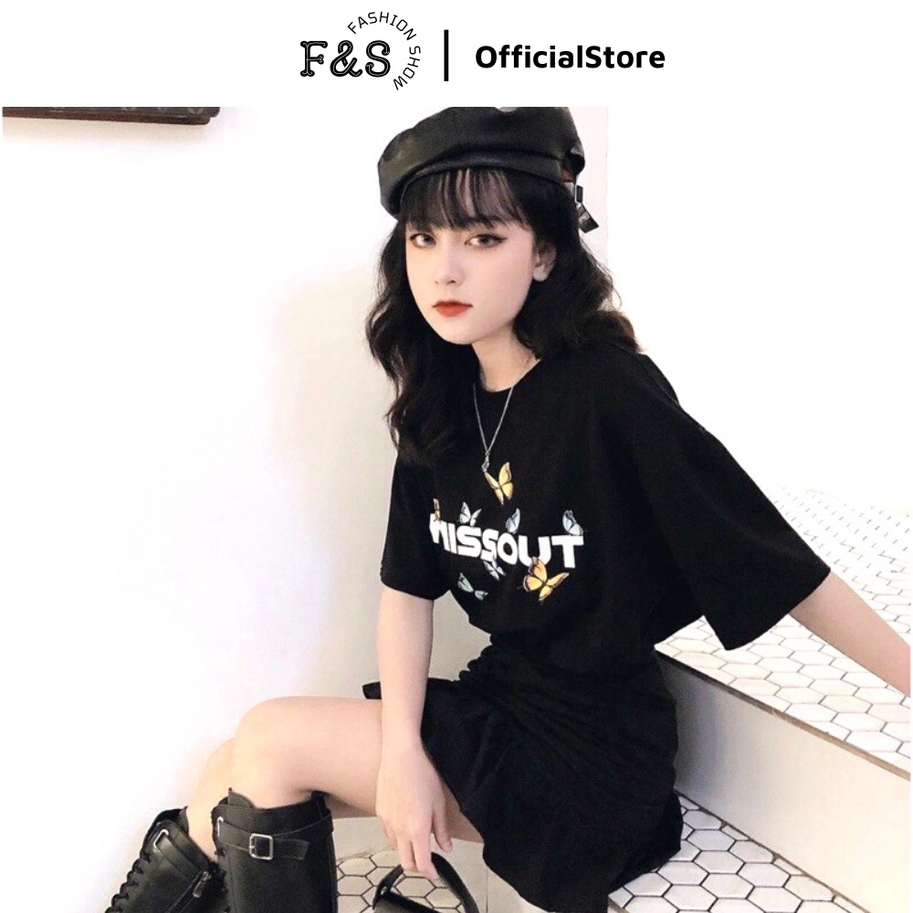 Áo thun tay lỡ unisex form rộng BƯỚM MISSOUT- Áo phông F&amp;S nam nữ, cặp đôi phong cách hàn quốc