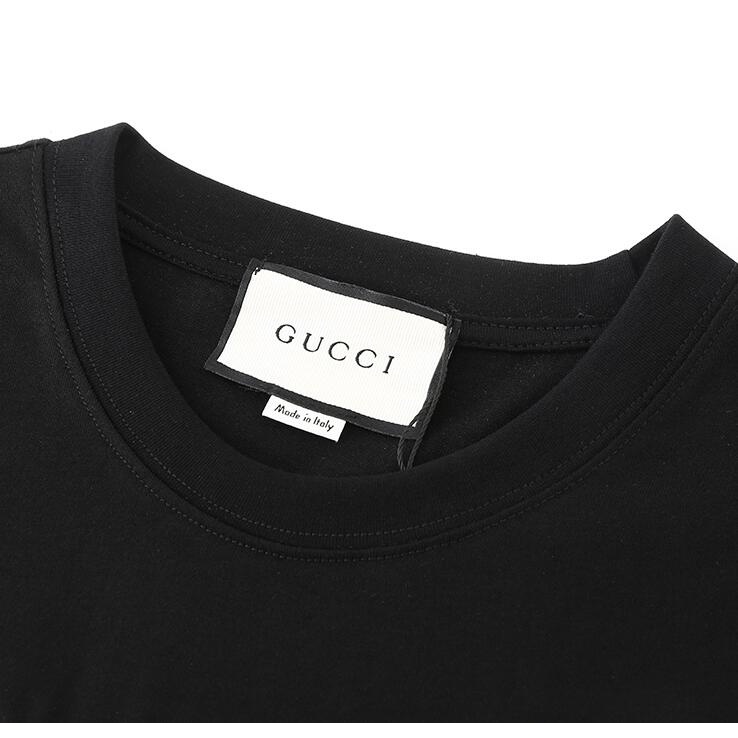 Áo Thun Tay Ngắn Chất Liệu Cotton Thêu Hoạ Tiết Gucci Phong Cách Thời Trang Unisex