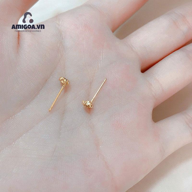 Khuyên Tai Hình Vương Miện Đính Đá Zircon Dễ Thương Cho Nữ