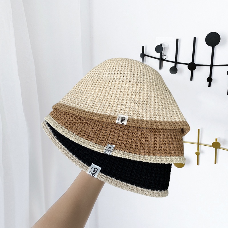 Nón Bucket Đan Len Màu Đen Thoáng Khí Chống Nắng Phong Cách Nhật Bản Thời Trang Xuân Hè Cho Nữ