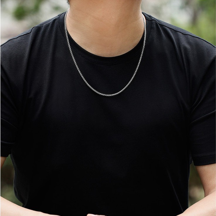 Dây Chuyền Vòng Cổ Basic Trơn Cho Nam Nữ Kuu Studio Màu Bạc Unisex Đơn Giản Ngầu Đẹp Chất Liệu Titan Không Gỉ